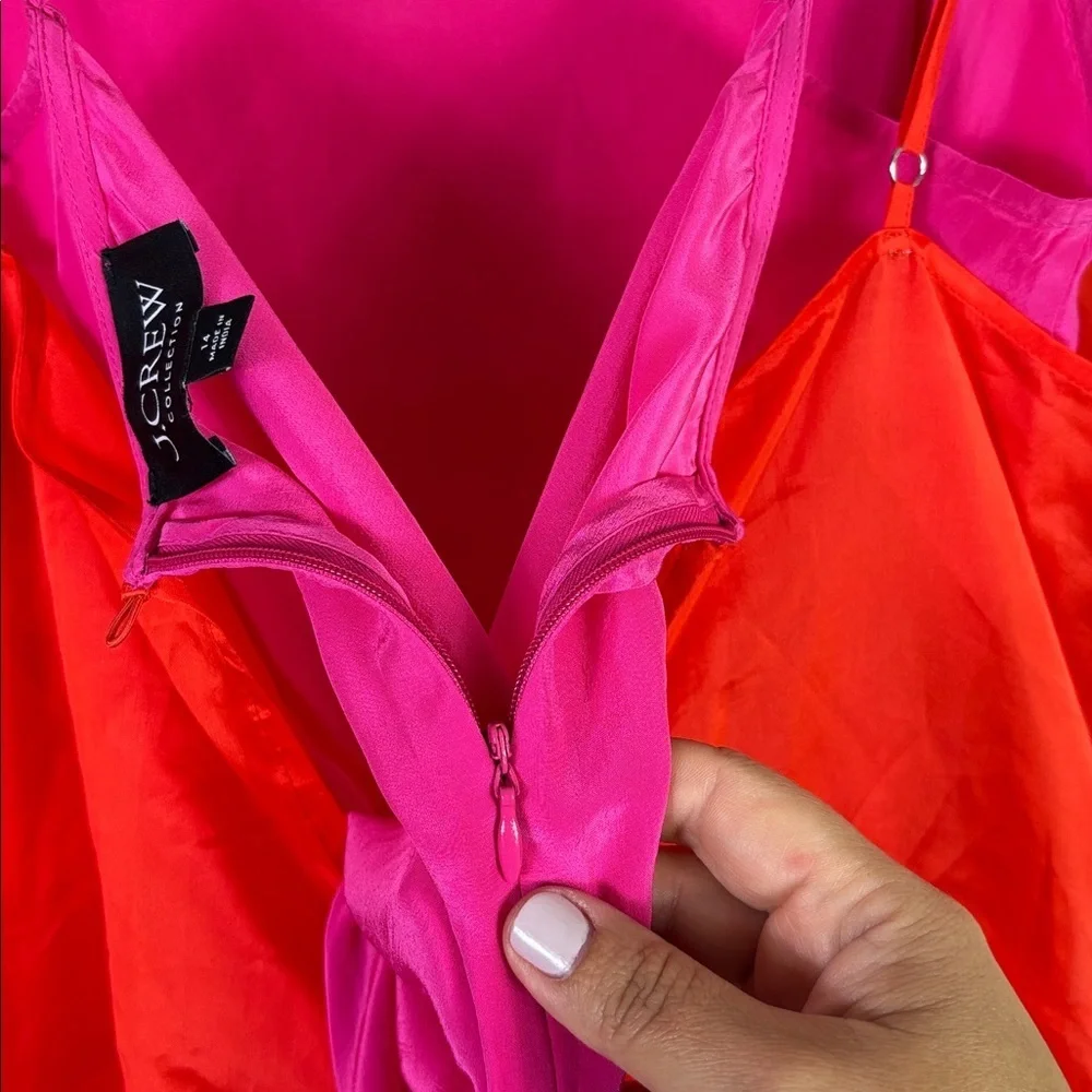 J. Crew Collection Bright Pink Orange Layered dresses w/ spaghetti straps Sz 14